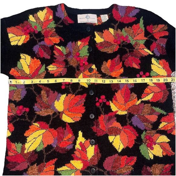 Design Options By Philip And Jane Gordon Fall Leaf Cardigan Sweater Medium Warm - Picture 11 of 13